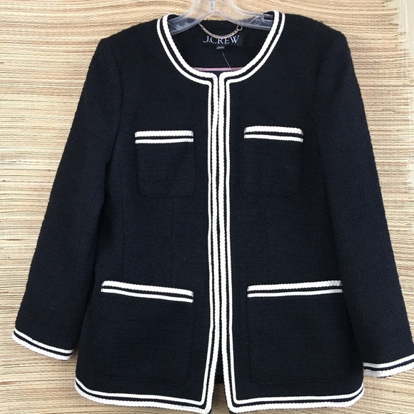 NWT LONGER J CREW LADY TWEED JACKET IN BLACK/ WHITE Size 8 - Picture 5 of 16